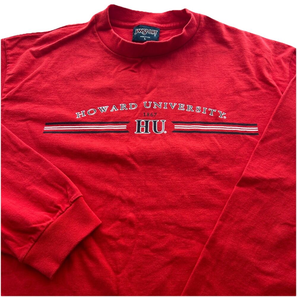 Vintage Jansport Men’s Large Howard University‎ Red Long Sleeve Crewneck T-Shirt